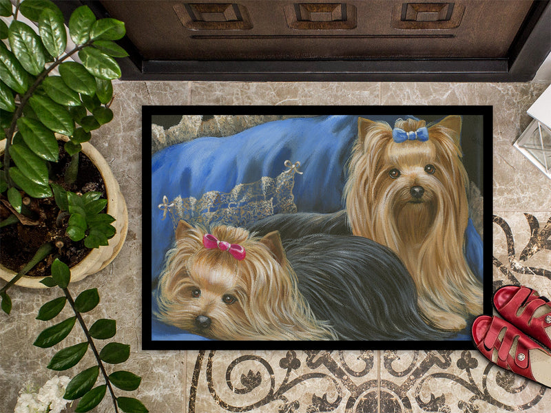 Yorkshire Terrier Yorkie Satin and Lace Indoor or Outdoor Mat 18x27 PPP3293MAT