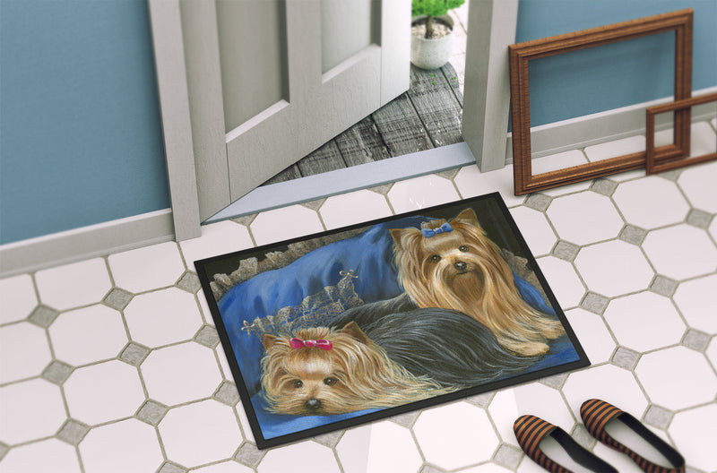 Yorkshire Terrier Yorkie Satin and Lace Indoor or Outdoor Mat 18x27 PPP3293MAT