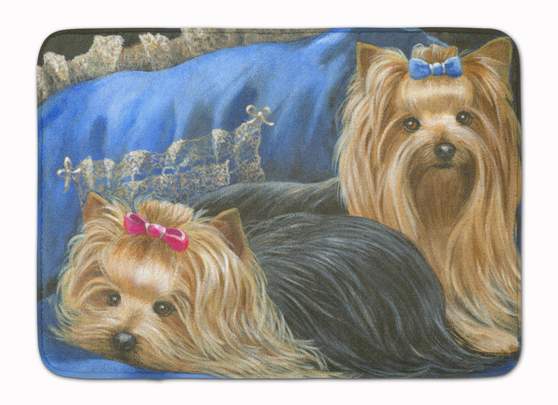 Yorkshire Terrier Yorkie Satin and Lace Machine Washable Memory Foam Mat PPP3293RUG