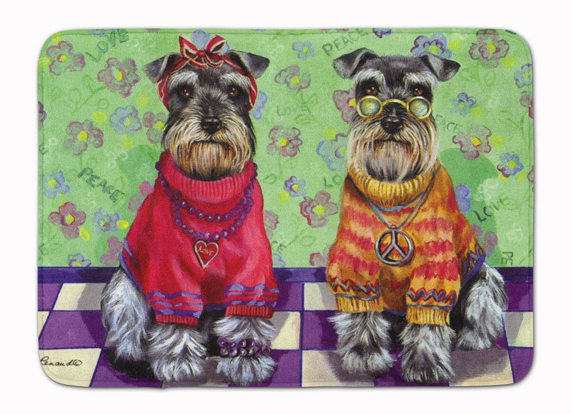 Schnauzer Love and Peace Machine Washable Memory Foam Mat PPP3333RUG