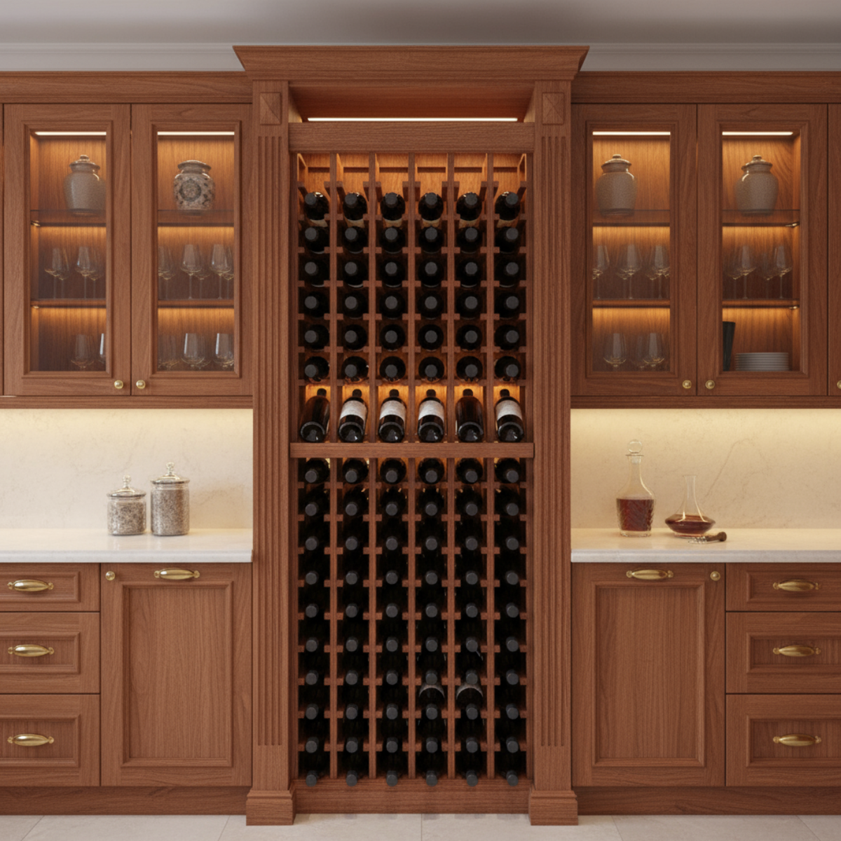 Multi Column Wine Racking System Customizable Bottle Storage with Presentation Row Display Holds 114 Bottles, photo 3 of 7