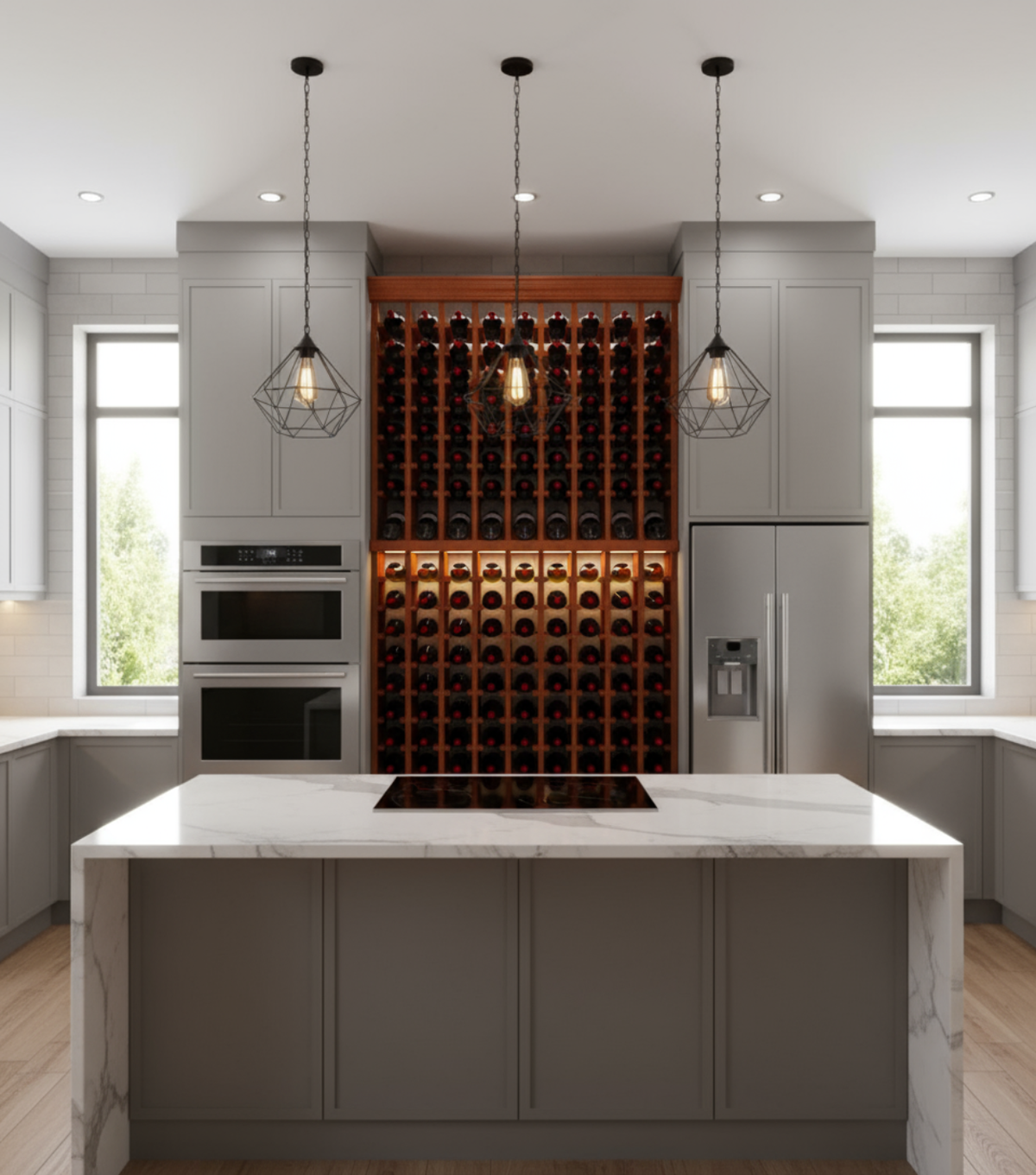 Multi Column Wine Racking System Customizable Bottle Storage with Presentation Row Display Holds 152 Bottles, photo 2 of 7