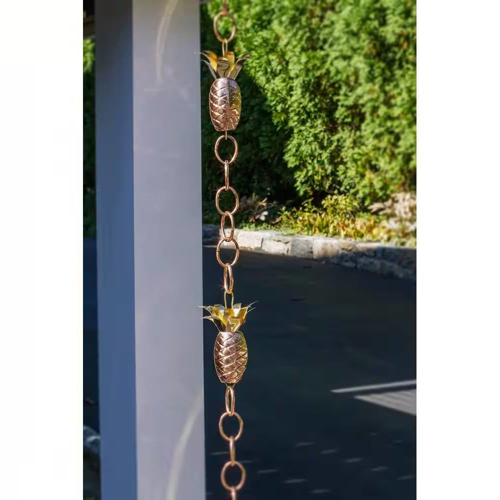8.5 Ft. Copper Pineapple Rain Chain Gutter Downspout - Basin Not Included, photo 3 of 5