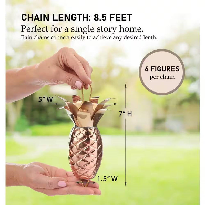 8.5 Ft. Copper Pineapple Rain Chain Gutter Downspout - Basin Not Included, photo 5 of 5