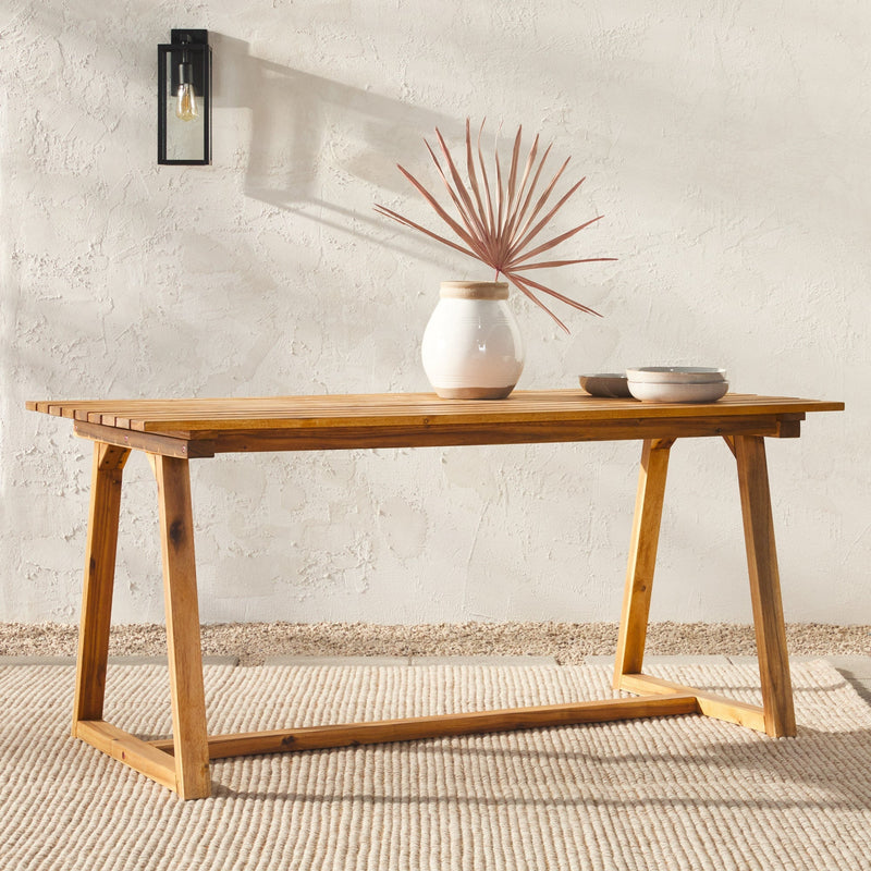 Prenton Modern Solid Wood Geometric Outdoor Dining Table