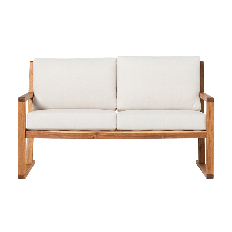 Prenton Modern Solid Wood Slatted Outdoor Loveseat