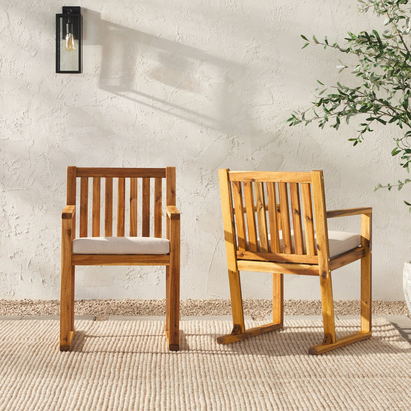 Prenton 2-Piece Modern Solid Wood Slatted Outdoor Dining Chair
