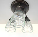 Pressed 1960's Glass Ceiling Light diamond Chain Trio