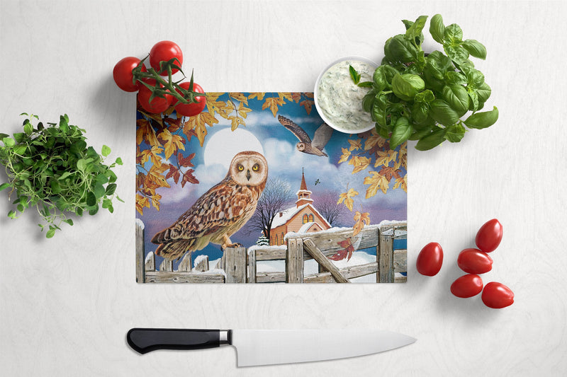 Short-Eared Owl In The Churchyard Glass Cutting Boards – Durable, Decorative Kitchen Art Large PRS4032LCB