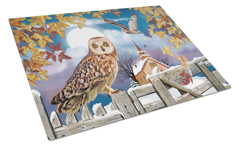 Short-Eared Owl In The Churchyard Glass Cutting Boards – Durable, Decorative Kitchen Art Large PRS4032LCB