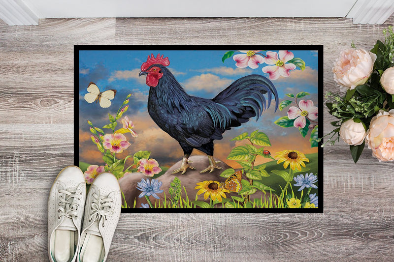Black Rooster Doormat - 24x36 Decorative Floor Mat – Indoor/Outdoor Rug with Artistic Flair PRS4060JMAT
