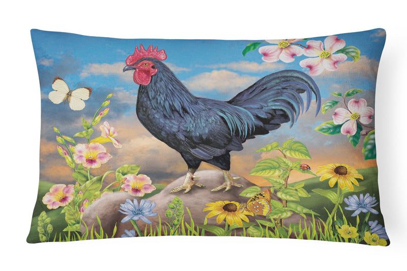 Black Rooster Canvas Fabric Decorative Pillow PRS4060PW1216