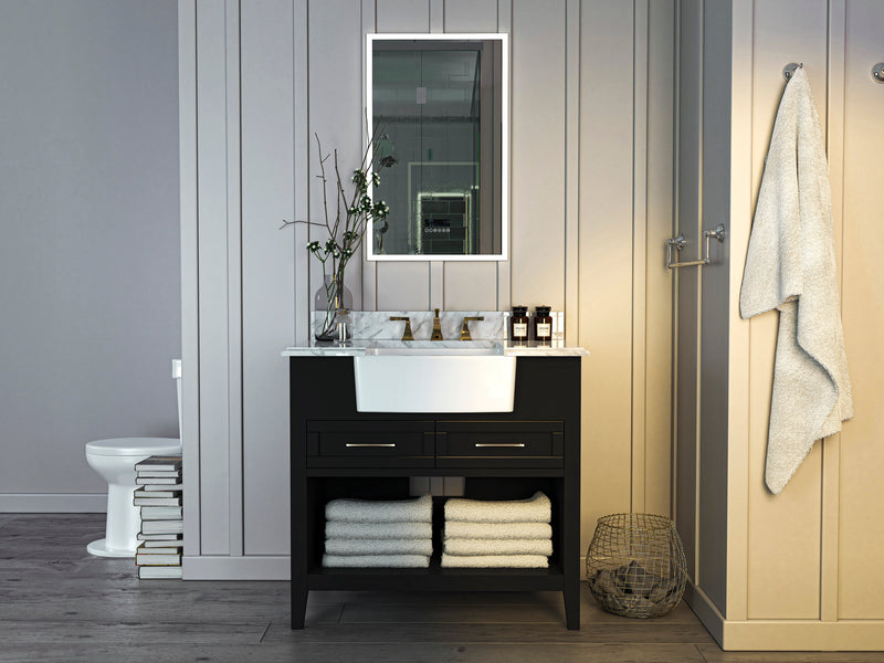 Hayley Bathroom Vanity with Sink and Carrara White Marble Top Cabinet Set