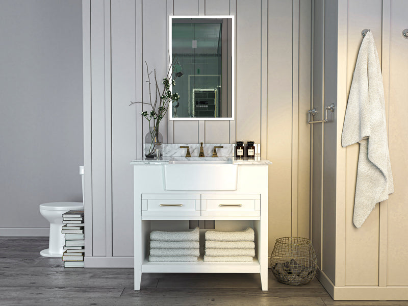 Hayley Bathroom Vanity with Sink and Carrara White Marble Top Cabinet Set