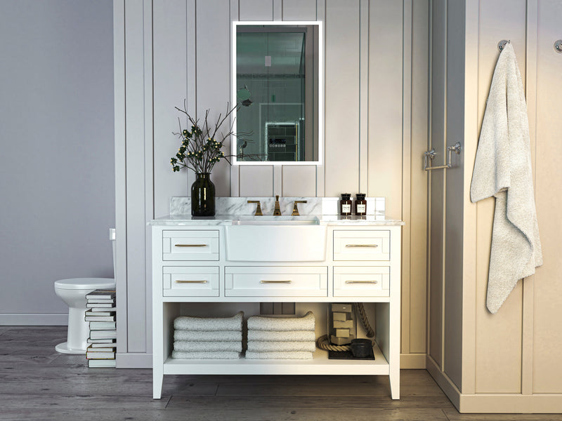 Hayley Bathroom Vanity with Sink and Carrara White Marble Top Cabinet Set