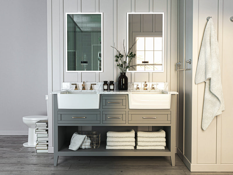 Hayley Bathroom Vanity with Sink and Carrara White Marble Top Cabinet Set