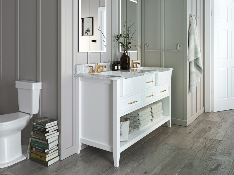 Hayley Bathroom Vanity with Sink and Carrara White Marble Top Cabinet Set