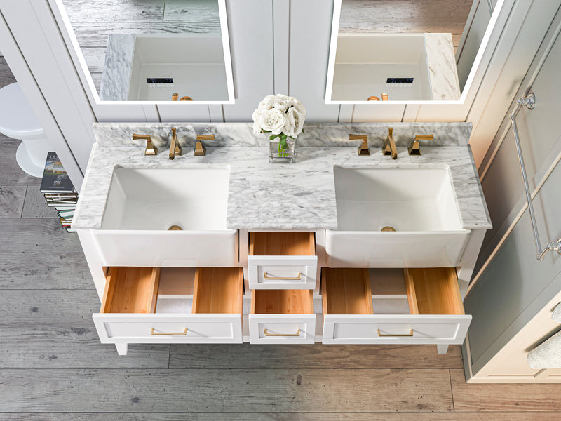 Hayley Bathroom Vanity with Sink and Carrara White Marble Top Cabinet Set