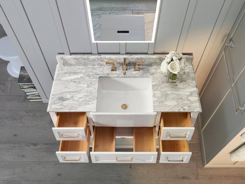 Hayley Bathroom Vanity with Sink and Carrara White Marble Top Cabinet Set