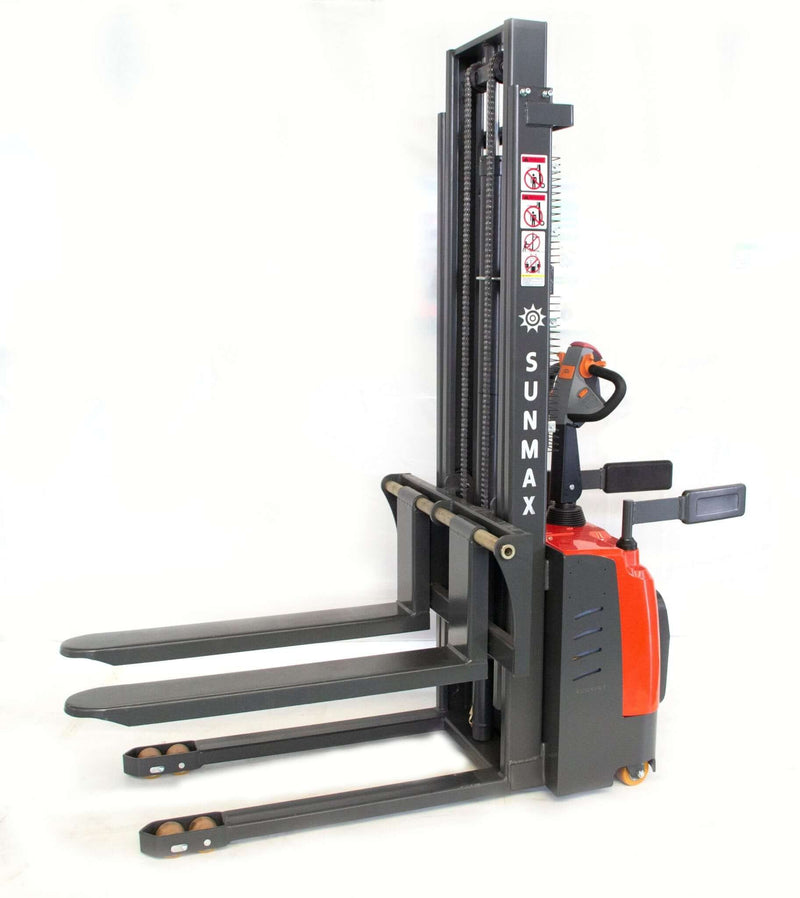 PS3300FE-3M Fulll-Electric Pallet Stacker, 3300 lbs Capacity, 118" Lifting Height, Works with Open-bottom Pallets