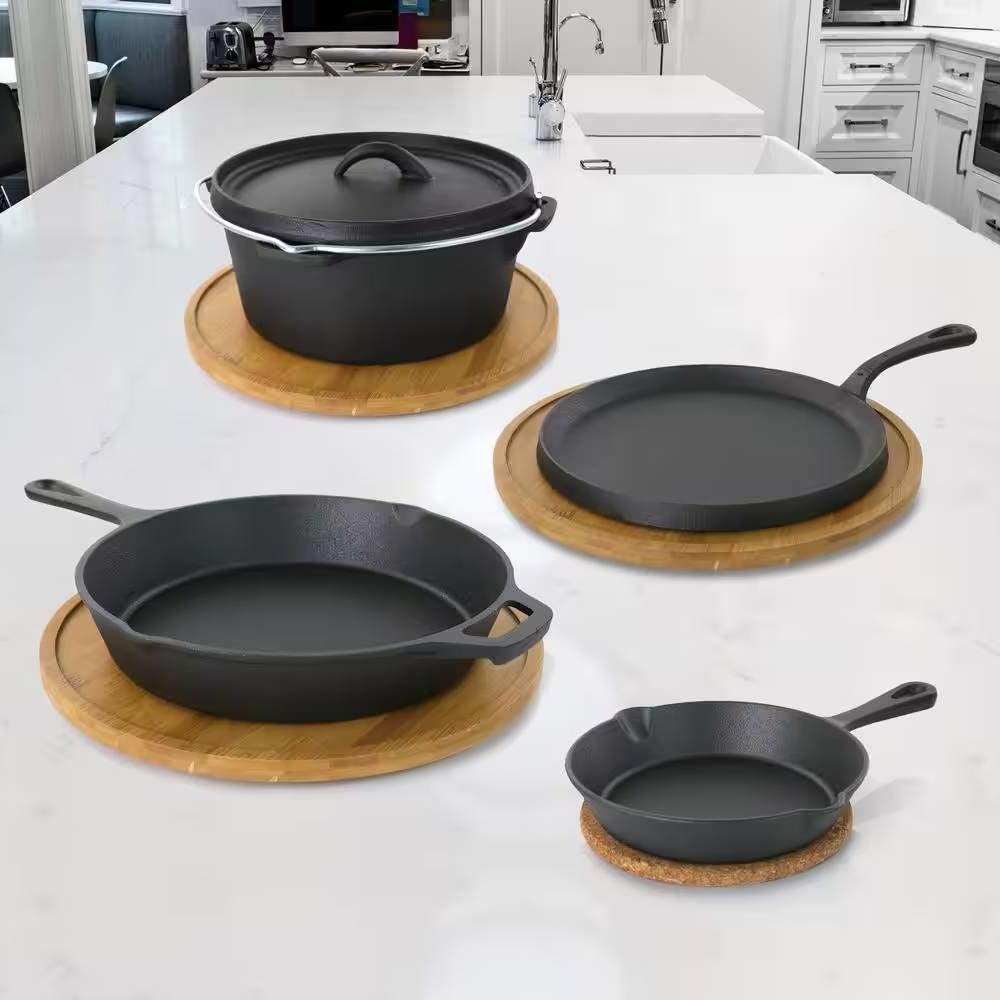 5-Piece Cast Iron Cookware Set with Dutch Oven Griddle and 2 Skillets, photo 2 of 5