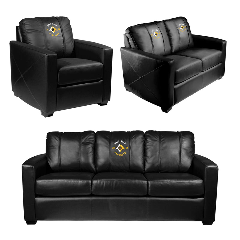 Silver Loveseat with Denver Nuggets 2024 Playoffs Logo