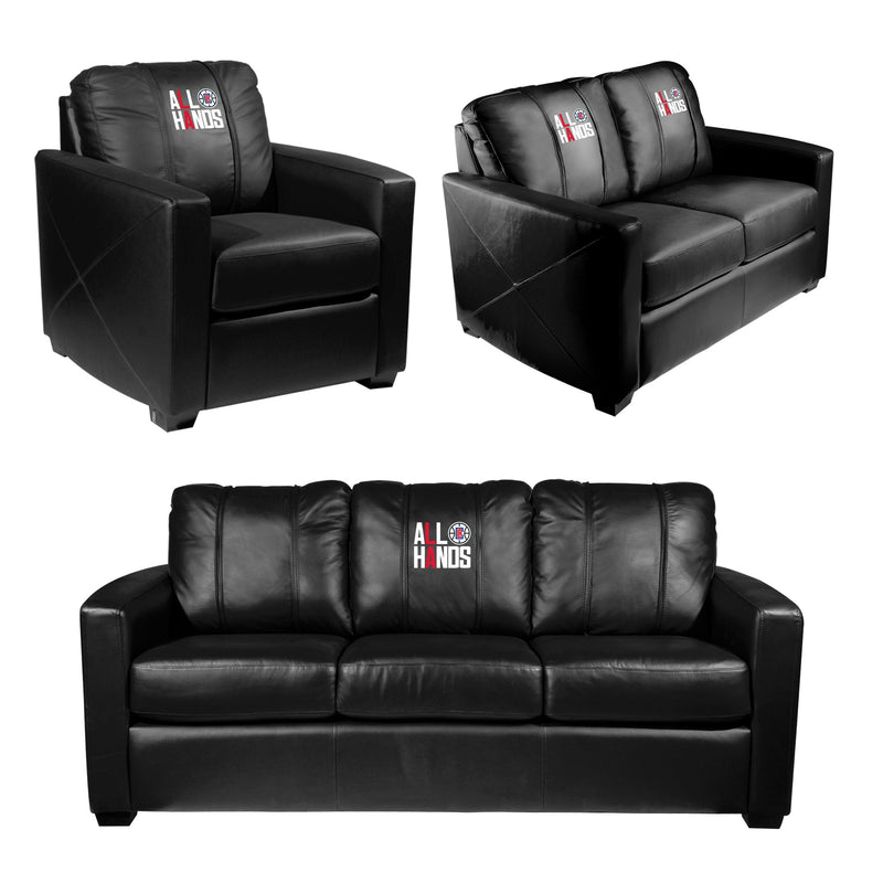 Silver Loveseat with Los Angeles Clippers Primary All Hands Playoffs