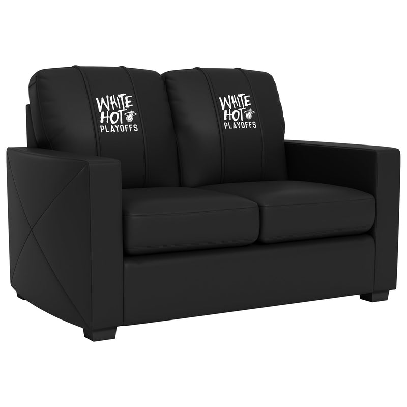 Silver Loveseat Miami Heat White Hot Playoffs Logo