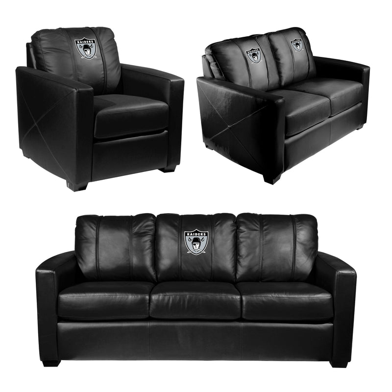 Silver Loveseat with Las Vegas Raiders Classic Logo