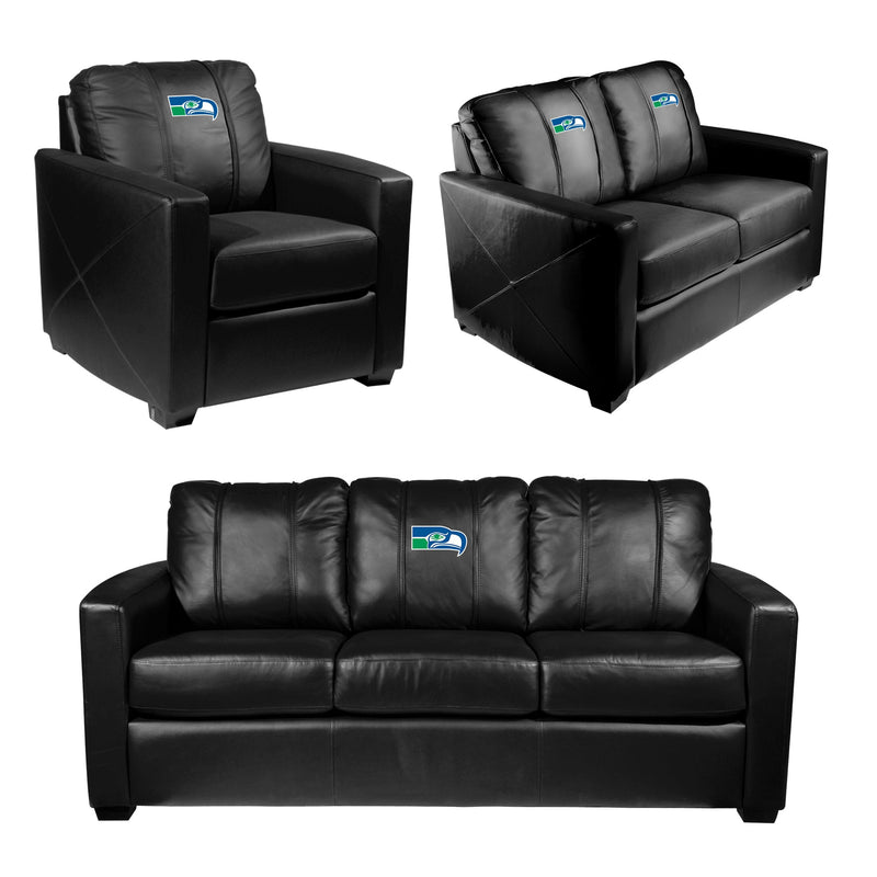 Silver Loveseat with Seattle Seahawks Classic Logo