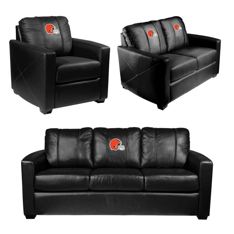 Silver Loveseat with  Cleveland Browns Primary Logo