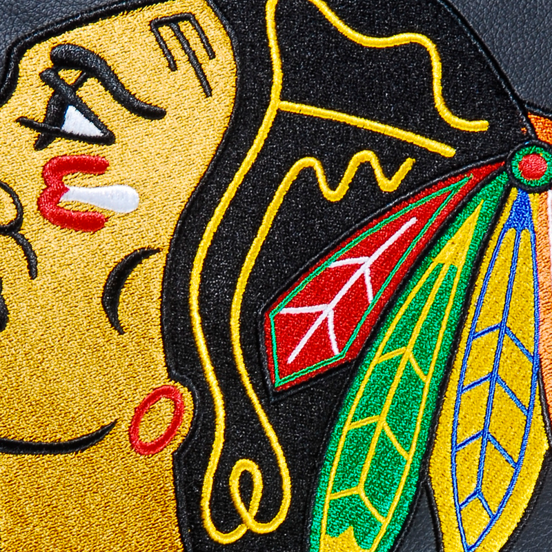 Silver Loveseat with Chicago Blackhawks Logo