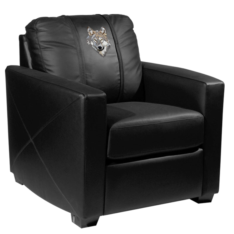 Silver Club Chair with Wolf Head Logo Panel