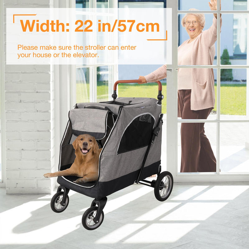 Foldable Travel Dog Stroller Pet Gear Stroller with Adjustable Handle & Mesh Window, Gray