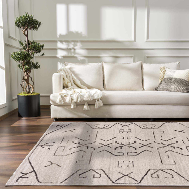 Azzan Cream & Charcoal Area Rug