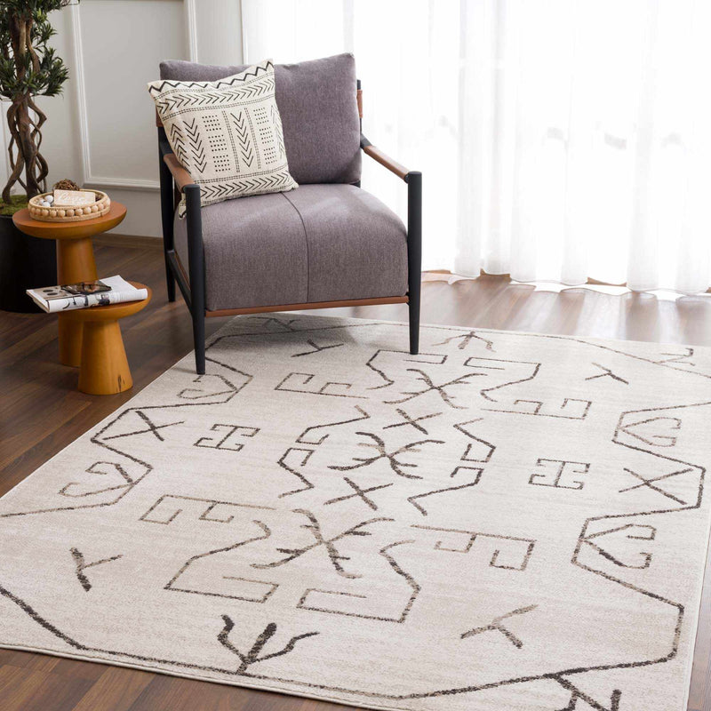 Azzan Cream & Charcoal Area Rug