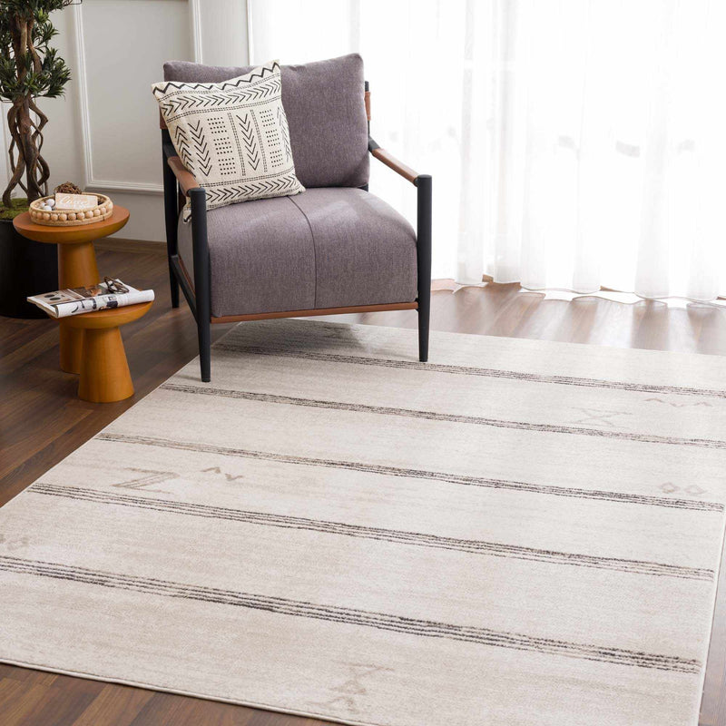 Deja Cream & Charcoal Area Rug