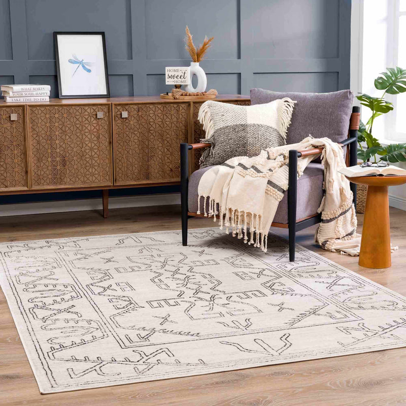 Divya Cream Tribal Performance Rug