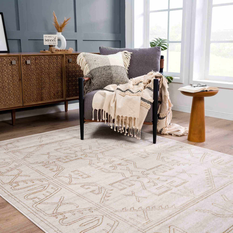 Divya Cream Tribal Performance Rug