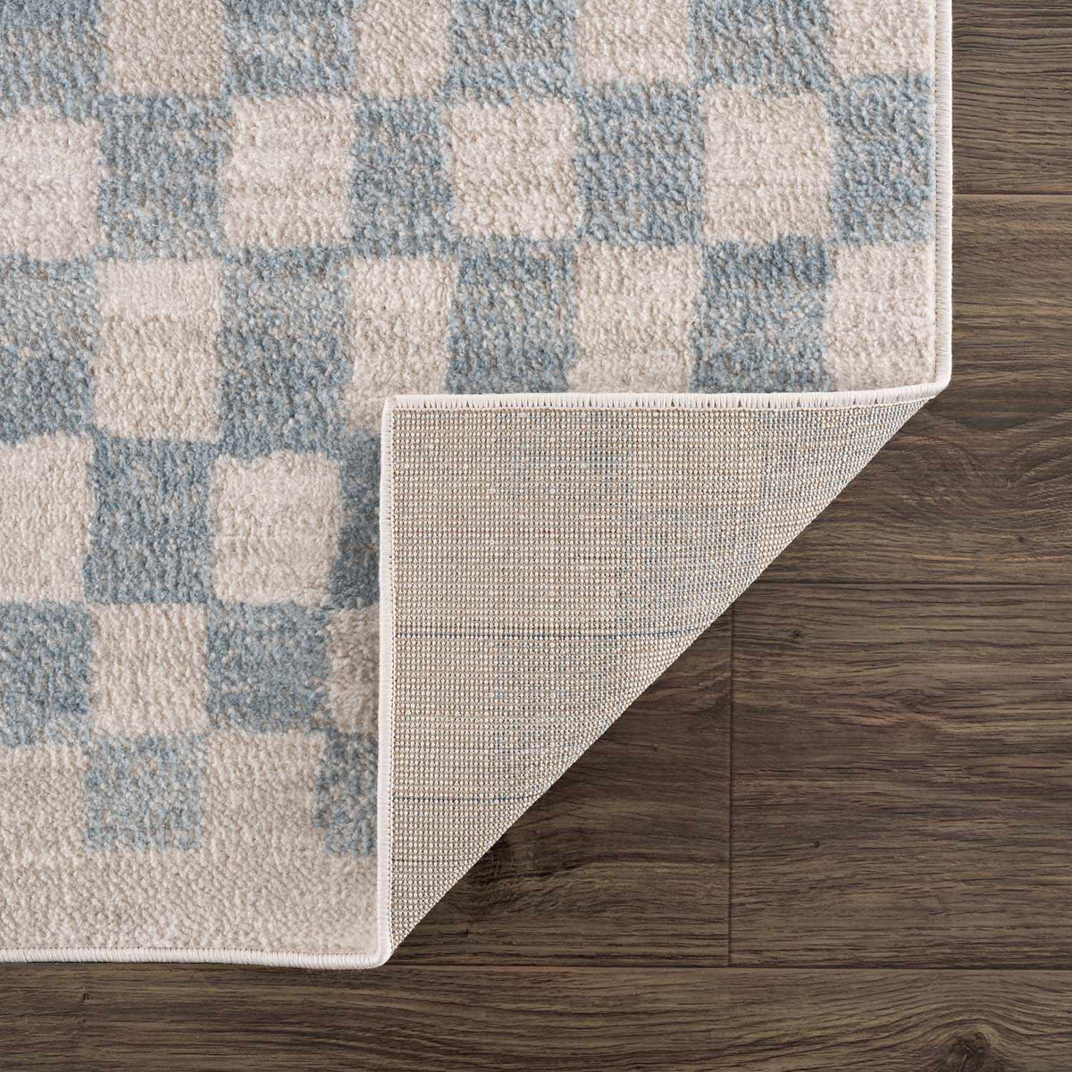 Benjy Cream & Light Blue Checkered Area Rug, photo 5 of 12
