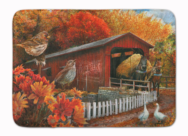 Fall Covered Bridge Machine Washable Memory Foam Mat PTW2004RUG