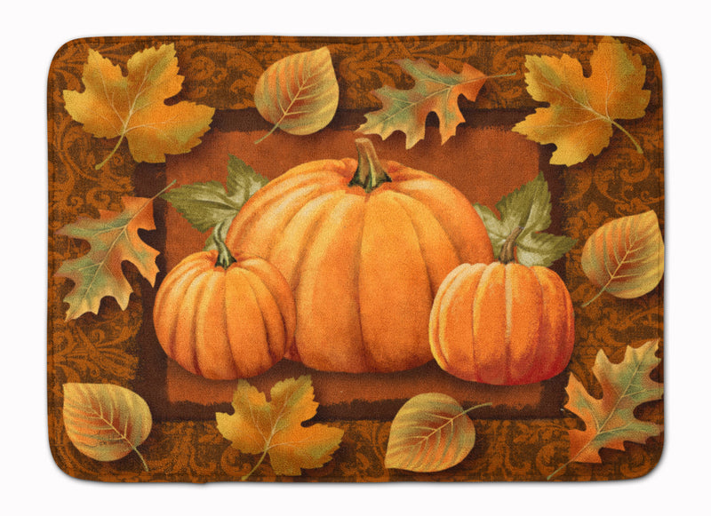 Pumpkins and Fall Leaves Machine Washable Memory Foam Mat PTW2009RUG