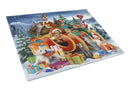 Animals Opening Christmas Presents Glass Cutting Boards – Durable, Decorative Kitchen Art Large PTW2024LCB