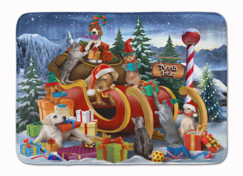 Animals Opening Christmas Presents Machine Washable Memory Foam Mat PTW2024RUG