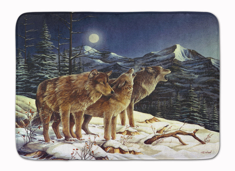 Wolf Wolves Crying at The Moon Machine Washable Memory Foam Mat PTW2041RUG