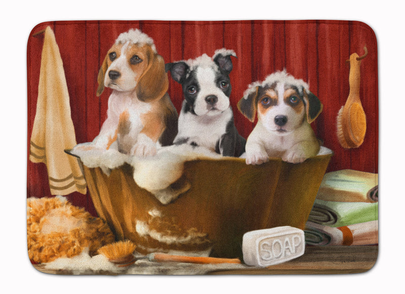 Beagle, Boston Terrier and Jack Russel in the Tub Machine Washable Memory Foam Mat PTW2047RUG