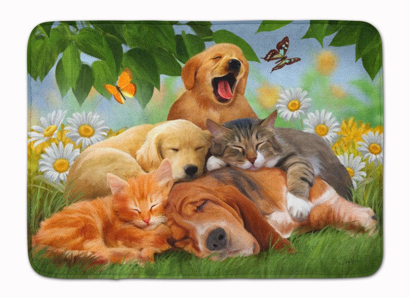 Golden Retriever, Labrador and Basset Hound Sleepy Heads Machine Washable Memory Foam Mat PTW2049RUG