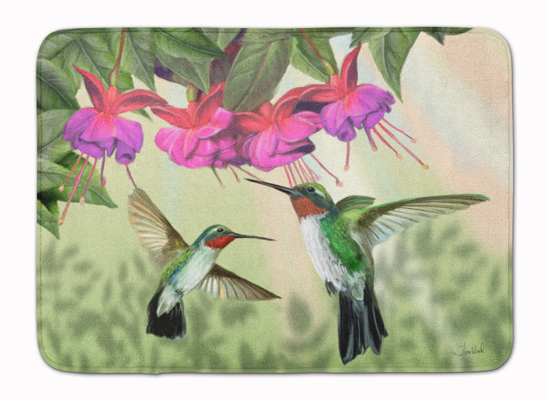 Fuchsia and Hummingbirds Machine Washable Memory Foam Mat PTW2051RUG