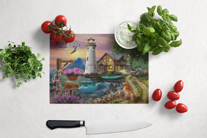 Logan's Pointe Lighthouse Golden Retriever Glass Cutting Board Large PTW2070LCB