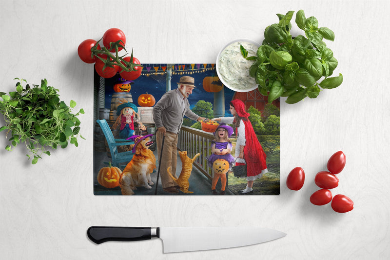 Halloween at Grandpa's Golden Retriever Glass Cutting Boards – Durable, Decorative Kitchen Art Large PTW2072LCB